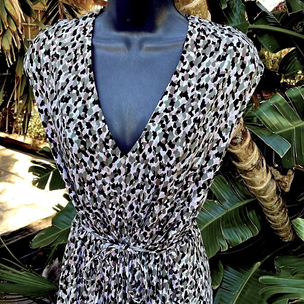 White House, black market, abstract animal print wide leg jumpsuit
